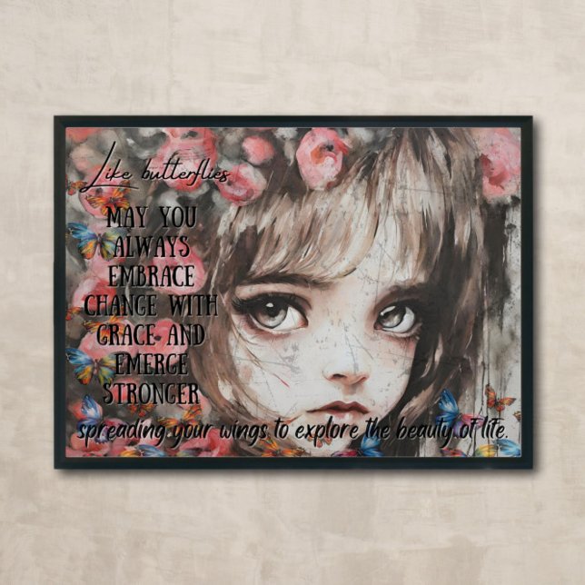 Fluttering Dreams: A Portrait of Innocence Poster (poster art, poster art prints, poster art history, poster unframed, poster wall, poster art deco sty)