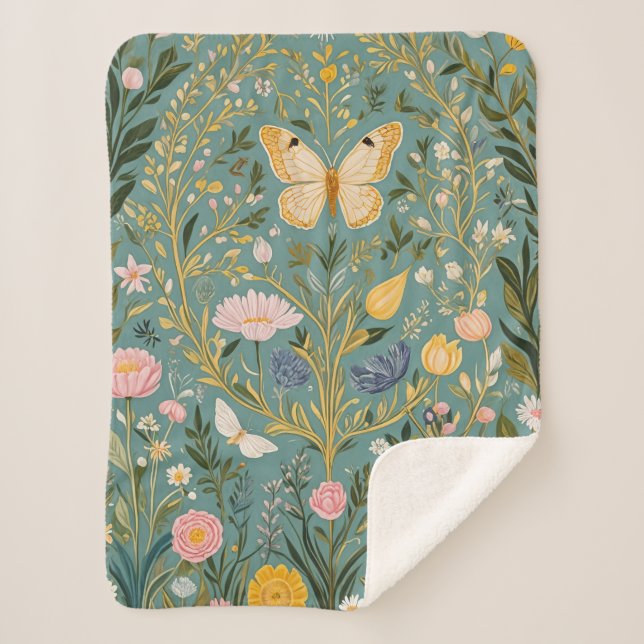 Fluttering Dreamscape Sherpa Blanket (Front)