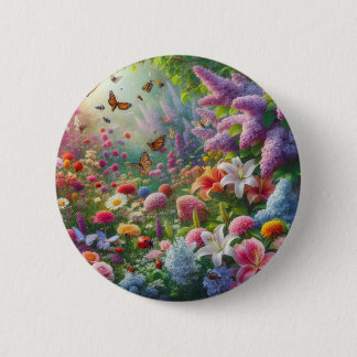 Fluttering Floral 6 Cm Round Badge
