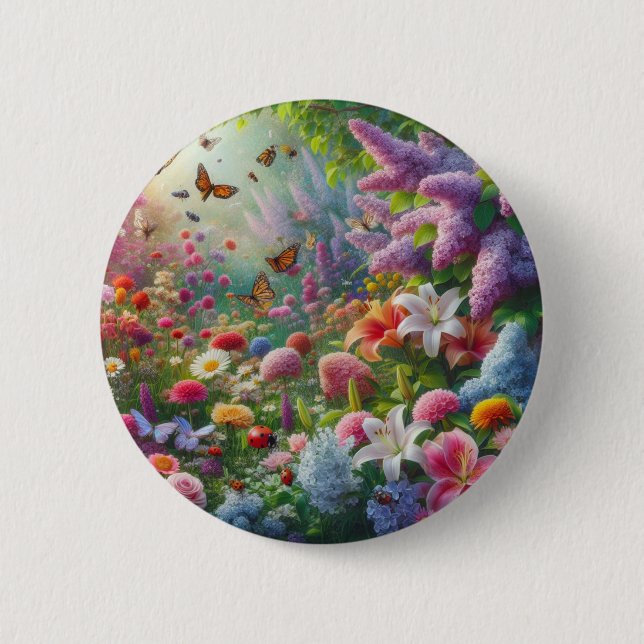 Fluttering Floral 6 Cm Round Badge (Front)
