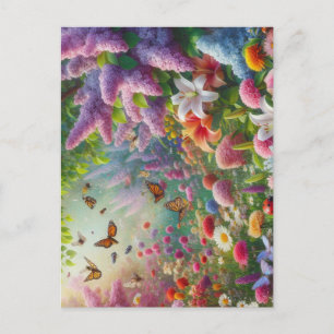 Fluttering Floral Postcard
