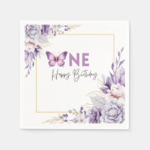 Fluttering Into One Birthday Napkins