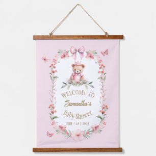 Fluttering Joy: Blooms and Butterflies Baby Shower Hanging Tapestry