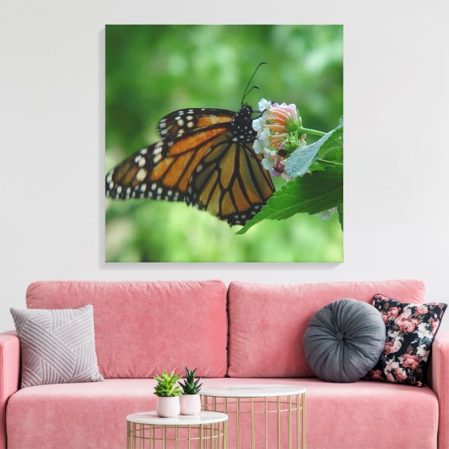 Fluttering Monarch Butterfly Canvas Print (Insitu(LivingRoom))