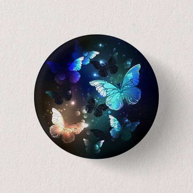 Fluttering Night Butterfly 3 Cm Round Badge (Front)