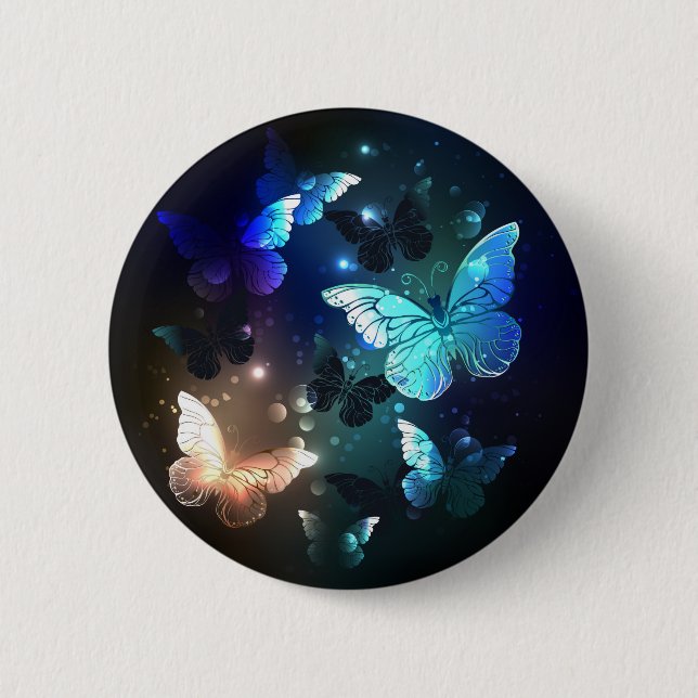 Fluttering Night Butterfly 6 Cm Round Badge (Front)