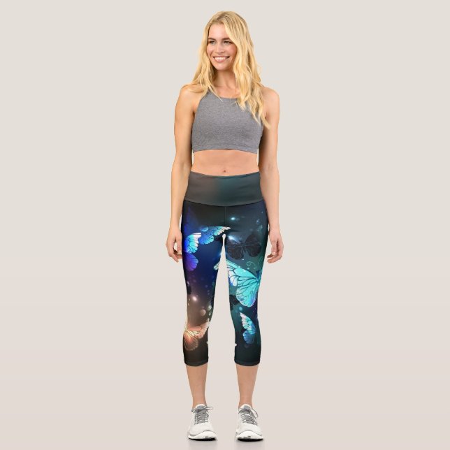 Fluttering Night Butterfly Capri Leggings (Front)