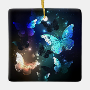 Fluttering Night Butterfly Ceramic Ornament