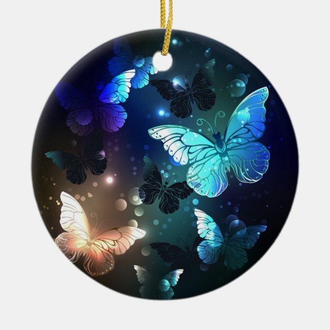Fluttering Night Butterfly Ceramic Tree Decoration (Front)