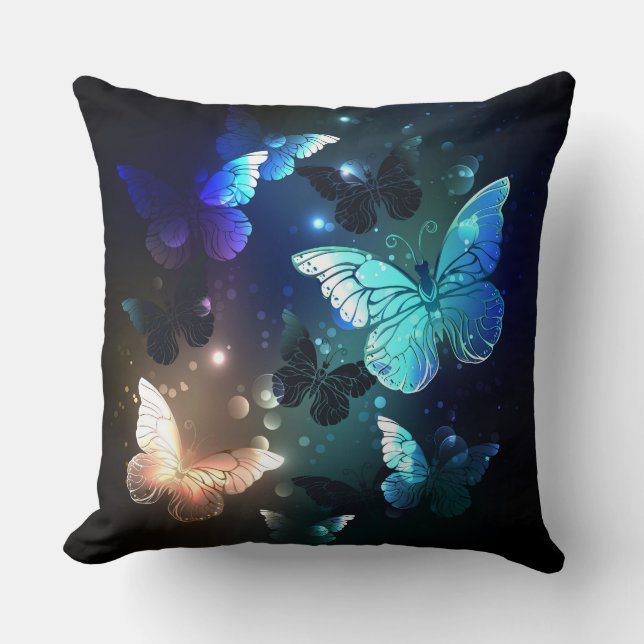 Fluttering Night Butterfly Cushion (Front)