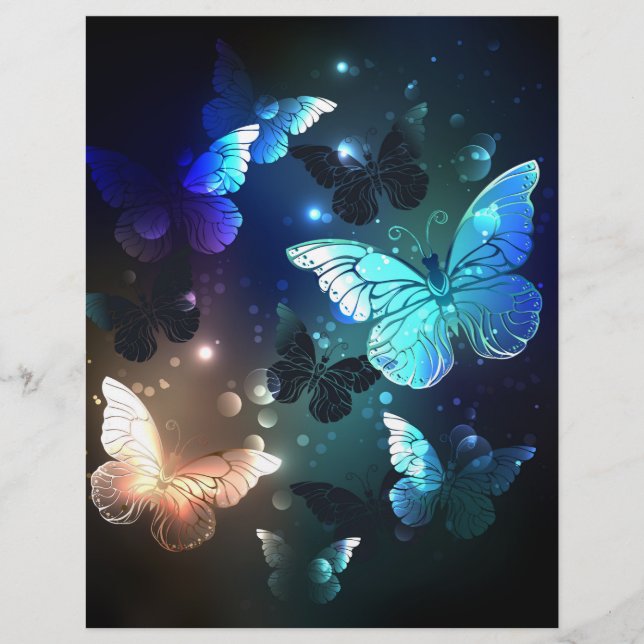 Fluttering Night Butterfly Custom Letterhead (Front)