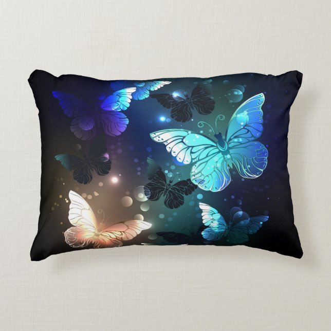 Fluttering Night Butterfly Decorative Cushion (Front)