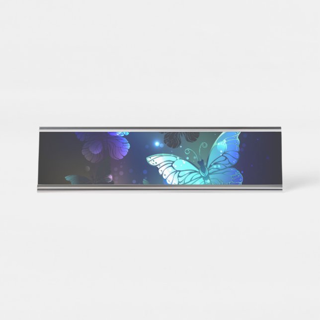 Fluttering Night Butterfly Desk Name Plate (Front)