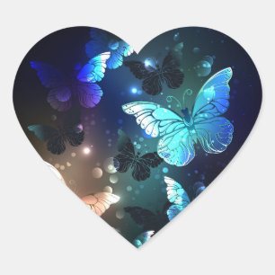 Fluttering Night Butterfly Heart Sticker