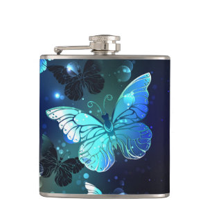Fluttering Night Butterfly Hip Flask