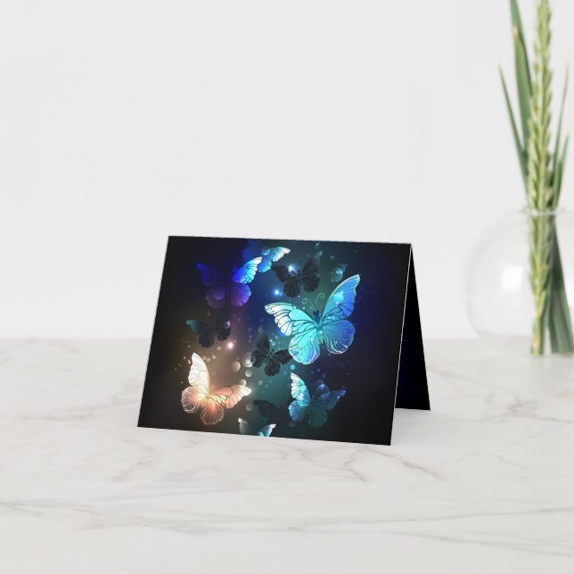 Fluttering Night Butterfly Holiday Card (Front)