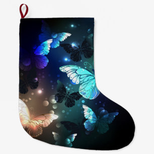 Fluttering Night Butterfly Large Christmas Stocking