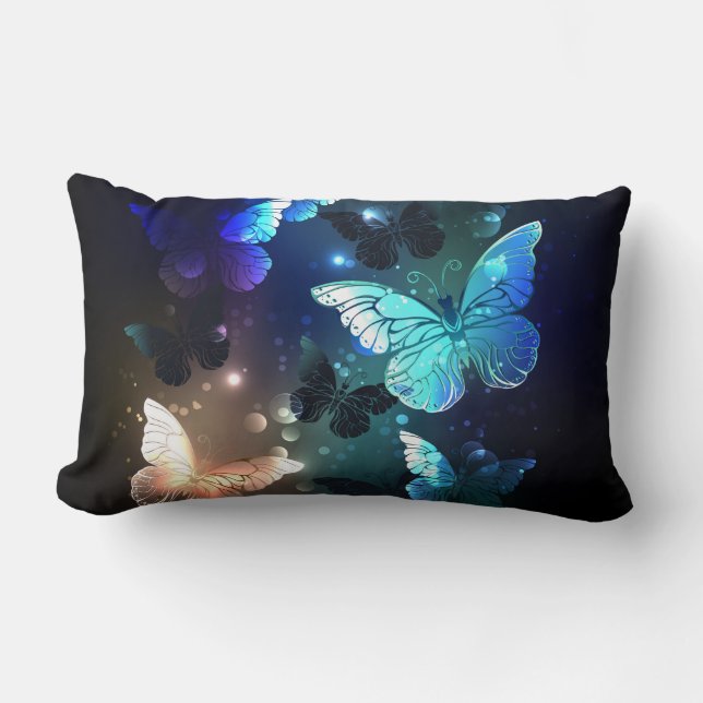 Fluttering Night Butterfly Lumbar Cushion (Front)
