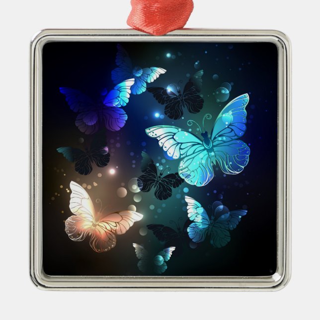Fluttering Night Butterfly Metal Tree Decoration (Front)