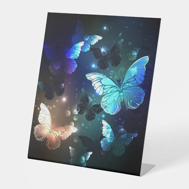 Fluttering Night Butterfly Pedestal Sign (Front)