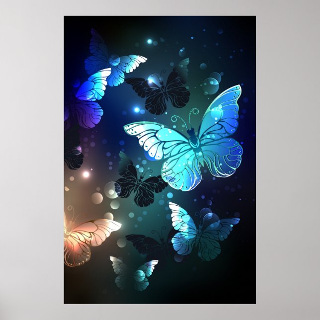 Fluttering Night Butterfly Poster (Front)