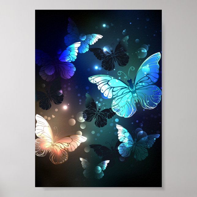 Fluttering Night Butterfly Poster (Front)