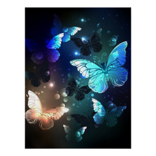 Fluttering Night Butterfly Poster