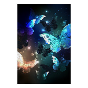 Fluttering Night Butterfly Poster