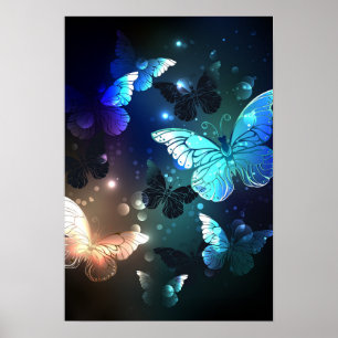 Fluttering Night Butterfly Poster