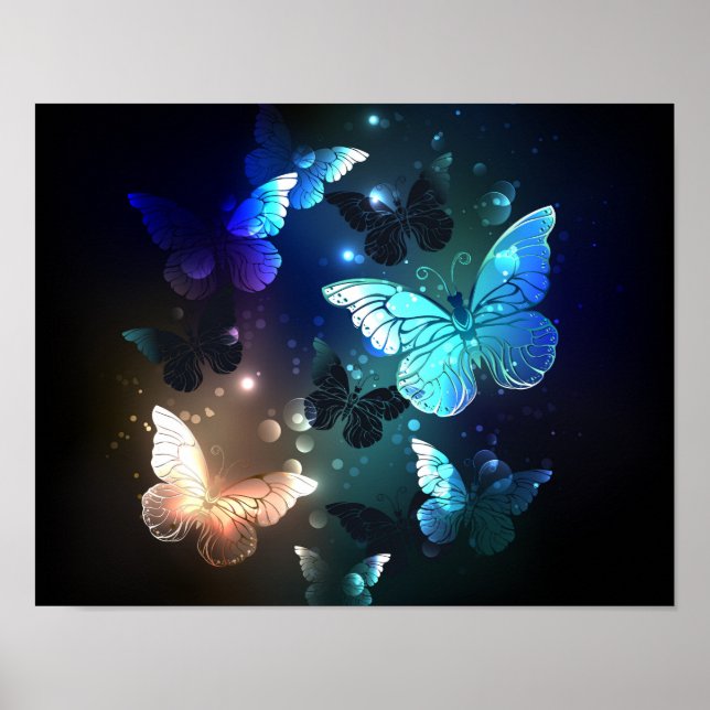 Fluttering Night Butterfly Poster (Front)