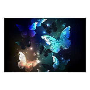 Fluttering Night Butterfly Poster