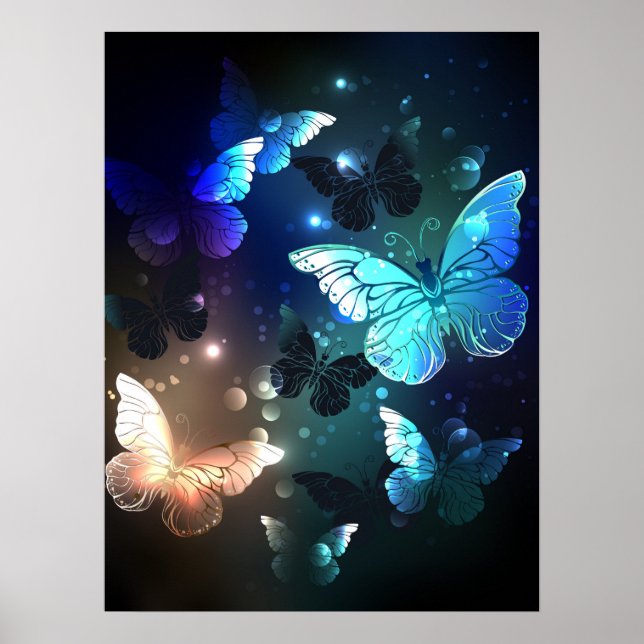 Fluttering Night Butterfly Poster (Front)