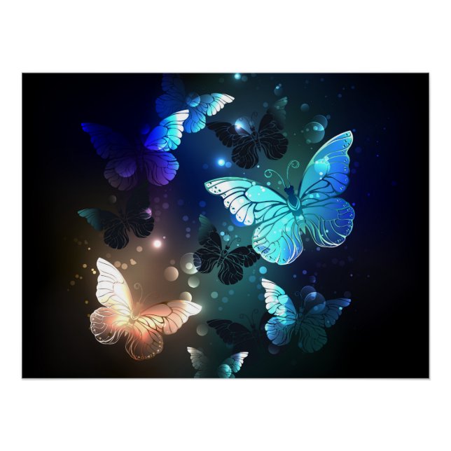 Fluttering Night Butterfly Poster (Front)