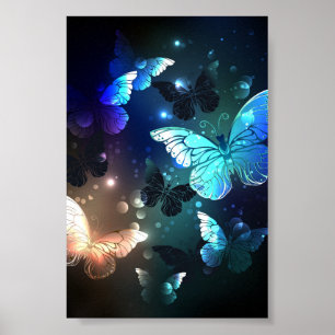 Fluttering Night Butterfly Poster