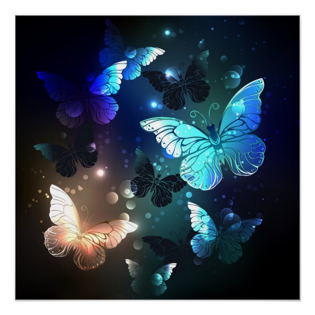 Fluttering Night Butterfly Poster (Front)