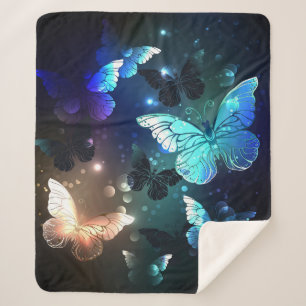 Fluttering Night Butterfly Sherpa Blanket