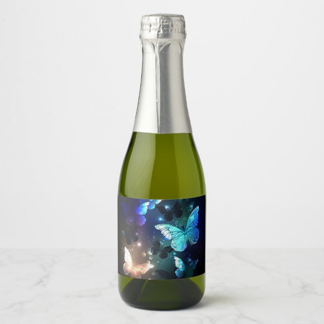 Fluttering Night Butterfly Sparkling Wine Label (Front)