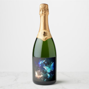 Fluttering Night Butterfly Sparkling Wine Label