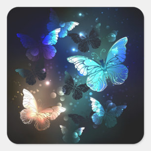 Fluttering Night Butterfly Square Sticker