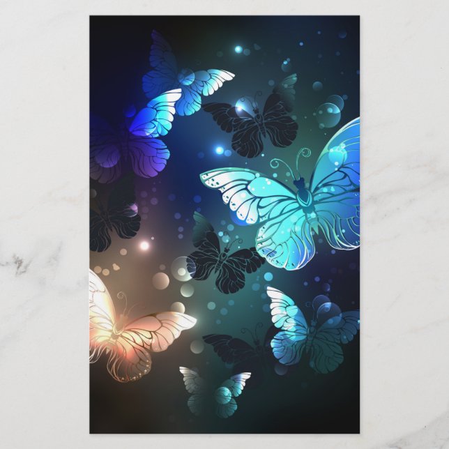 Fluttering Night Butterfly Stationery (Front)