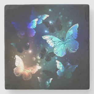 Fluttering Night Butterfly Stone Coaster
