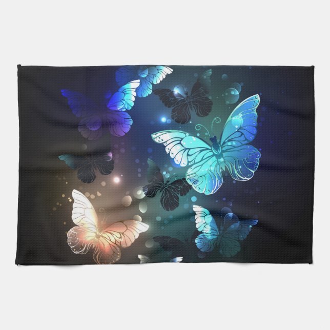 Fluttering Night Butterfly Tea Towel (Horizontal)