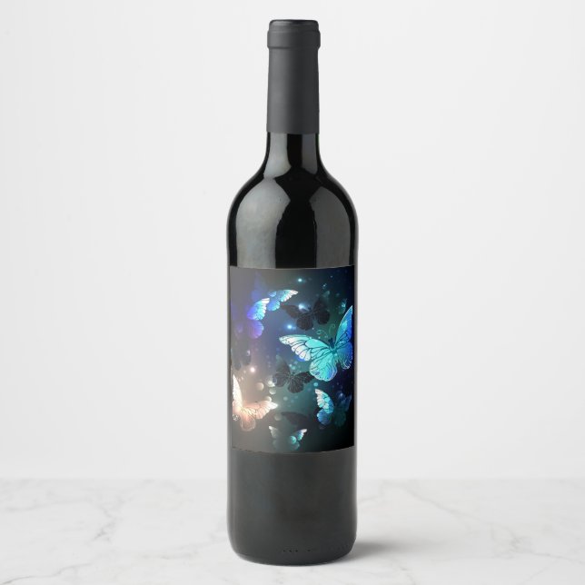 Fluttering Night Butterfly Wine Label (Front)