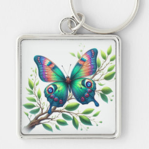 "Fluttering Serenity: Butterfly Keychain" Key Ring