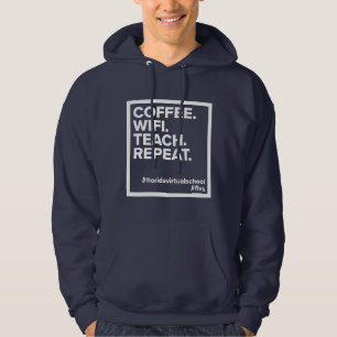 FLVS Coffee. WiFi. Teach. Repeat. Navy Hoodie