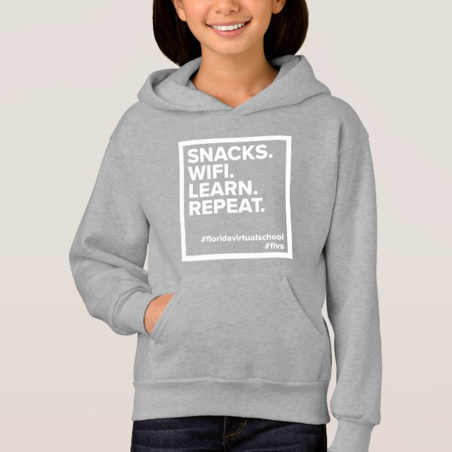 FLVS Snacks. WiFi. Learn. Repeat., Grey Youth  (Front)