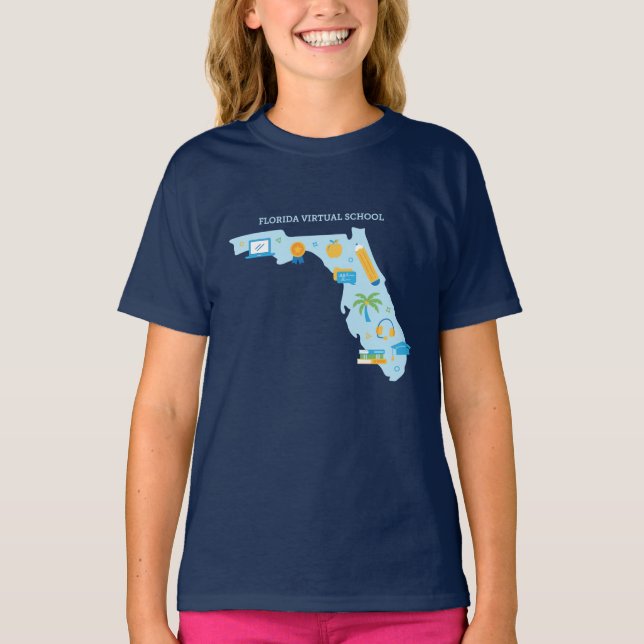 FLVS, Youth Florida T-Shirt (Navy) (Front)