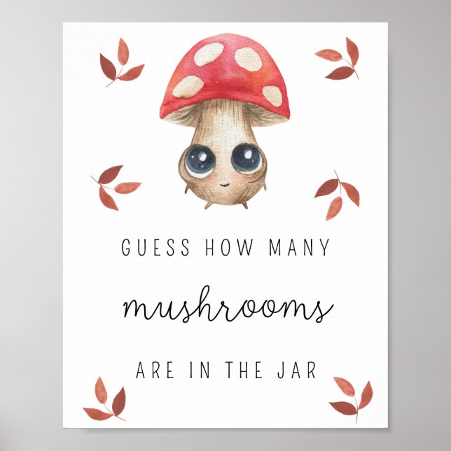 Fly agaric - How many mushrooms baby shower game Poster (Front)