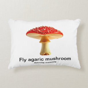Fly agaric mushroom on a white background decorative cushion
