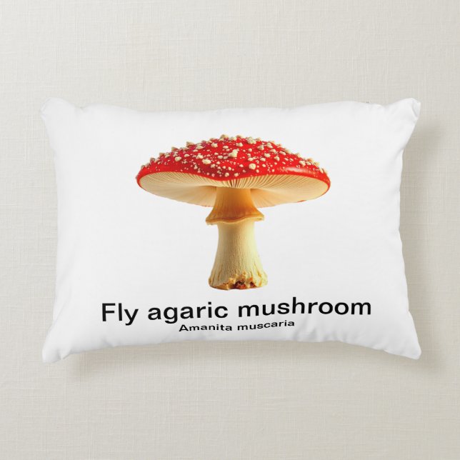 Fly agaric mushroom on a white background decorative cushion (Front)